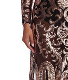 Novalee Formal Sequin Scroll Dress is a stunning choice for a bridesmaid dress or maid of honor dress, and to feel beautiful at Prom 2023, spring weddings, formals, & military balls!