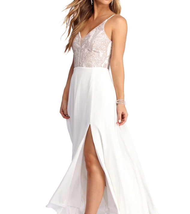 Lilah Formal High Slit Chiffon Dress is a stunning choice for a bridesmaid dress or maid of honor dress, and to feel beautiful at Prom 2023, spring weddings, formals, & military balls!