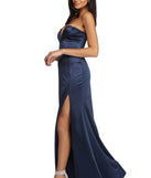 Patricia High Slit Satin Dress is a stunning choice for a bridesmaid dress or maid of honor dress, and to feel beautiful at Prom 2023, spring weddings, formals, & military balls!