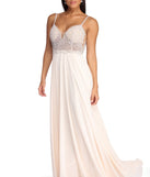 The Gracelyn Formal Pearl Chiffon Dress is a gorgeous pick as your 2023 prom dress or formal gown for wedding guest, spring bridesmaid, or army ball attire!