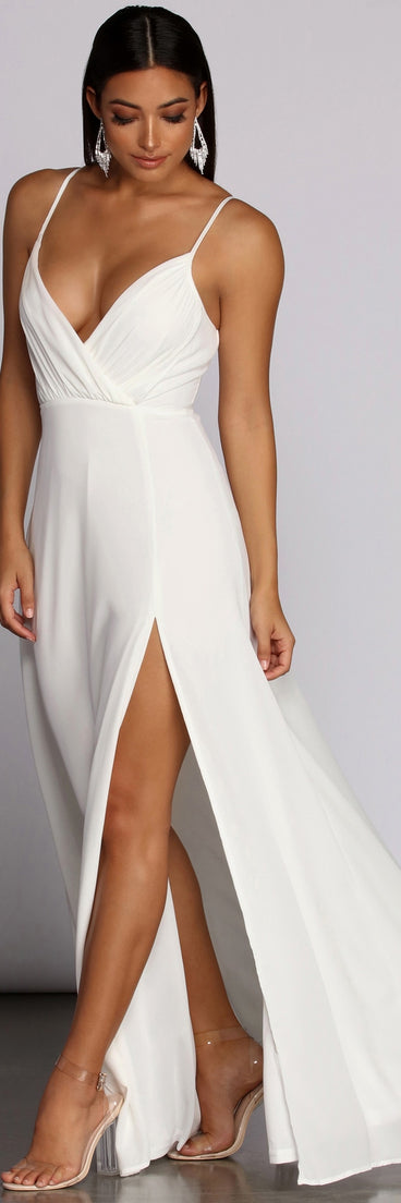 Melany Formal High Slit Dress is a stunning choice for a bridesmaid dress or maid of honor dress, and to feel beautiful at Prom 2023, spring weddings, formals, & military balls!