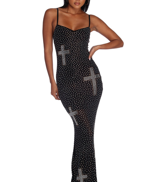 Nadine Formal Heat Stone Cross Dress is a stunning choice for a bridesmaid dress or maid of honor dress, and to feel beautiful at Prom 2023, spring weddings, formals, & military balls!