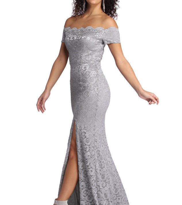 Lillian Formal High Slit Lace Dress is a stunning choice for a bridesmaid dress or maid of honor dress, and to feel beautiful at Prom 2023, spring weddings, formals, & military balls!