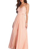 Serenity Formal Lace And Chiffon Dress is a stunning choice for a bridesmaid dress or maid of honor dress, and to feel beautiful at Prom 2023, spring weddings, formals, & military balls!