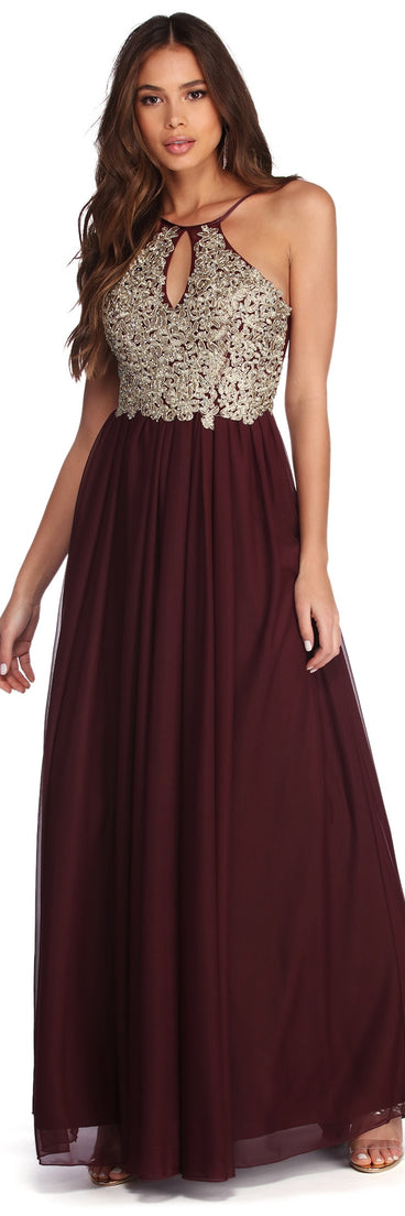 The Azalea Formal Floral Applique Dress is a gorgeous pick as your 2023 prom dress or formal gown for wedding guest, spring bridesmaid, or army ball attire!