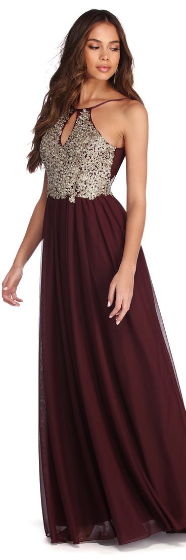 The Azalea Formal Floral Applique Dress is a gorgeous pick as your 2023 prom dress or formal gown for wedding guest, spring bridesmaid, or army ball attire!