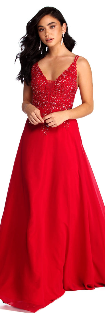 The Cameron Formal Floral Chiffon Dress is a gorgeous pick as your 2023 prom dress or formal gown for wedding guest, spring bridesmaid, or army ball attire!