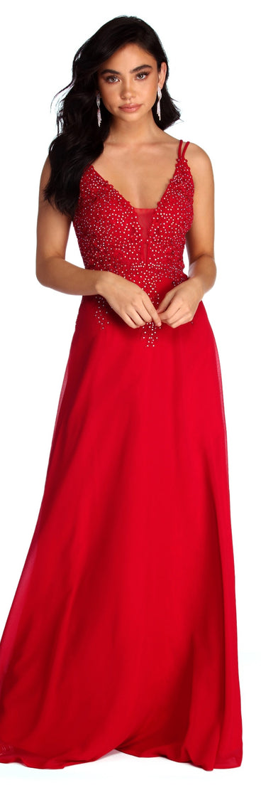 The Cameron Formal Floral Chiffon Dress is a gorgeous pick as your 2023 prom dress or formal gown for wedding guest, spring bridesmaid, or army ball attire!