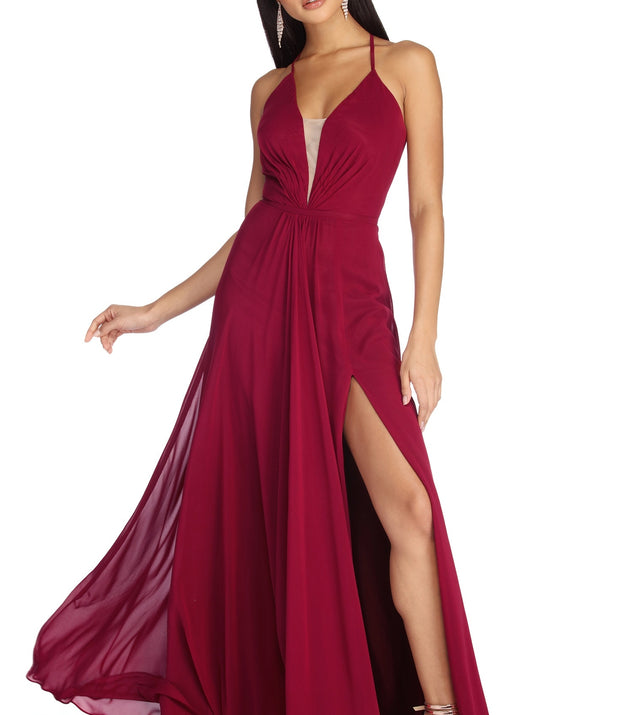 The Julia Formal Chiffon Lace Up Dress is a gorgeous pick as your 2023 prom dress or formal gown for wedding guest, spring bridesmaid, or army ball attire!