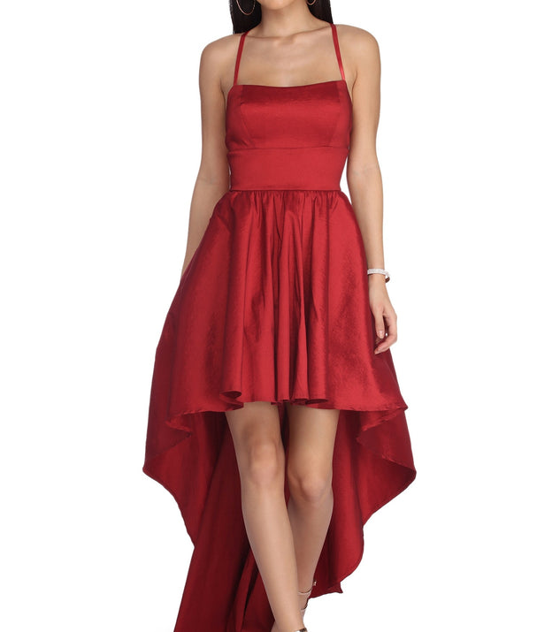 The Farrah High Low Taffeta Dress is a gorgeous pick as your 2023 prom dress or formal gown for wedding guest, spring bridesmaid, or army ball attire!