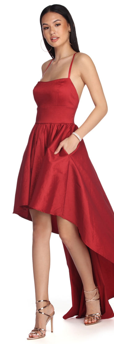 The Farrah High Low Taffeta Dress is a gorgeous pick as your 2023 prom dress or formal gown for wedding guest, spring bridesmaid, or army ball attire!