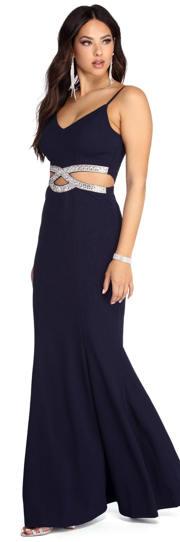 Liza Formal Rhinestone Mermaid Dress is a stunning choice for a bridesmaid dress or maid of honor dress, and to feel beautiful at Prom 2023, spring weddings, formals, & military balls!