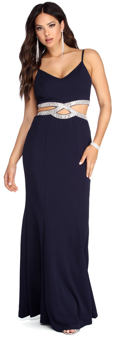 Liza Formal Rhinestone Mermaid Dress is a stunning choice for a bridesmaid dress or maid of honor dress, and to feel beautiful at Prom 2023, spring weddings, formals, & military balls!