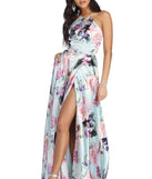 Jen Formal Floral Satin Dress creates the perfect summer wedding guest dress or cocktail party dresss with stylish details in the latest trends for 2023!