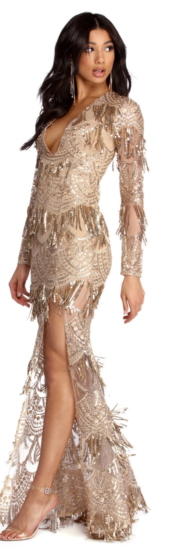 Rachel Formal Sequin Tassel Dress is a stunning choice for a bridesmaid dress or maid of honor dress, and to feel beautiful at Prom 2023, spring weddings, formals, & military balls!