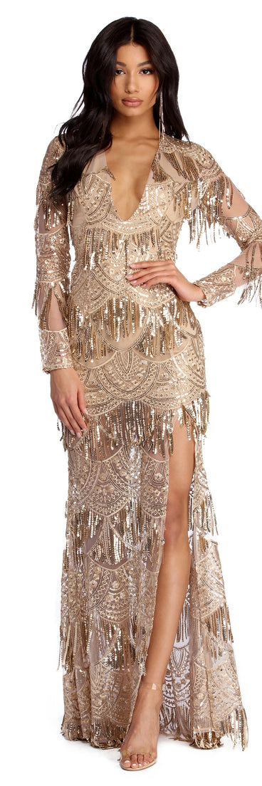 Rachel Formal Sequin Tassel Dress is a stunning choice for a bridesmaid dress or maid of honor dress, and to feel beautiful at Prom 2023, spring weddings, formals, & military balls!