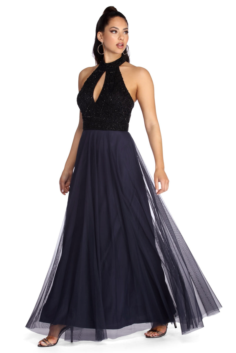 Vanessa formal chiffon deals lattice dress
