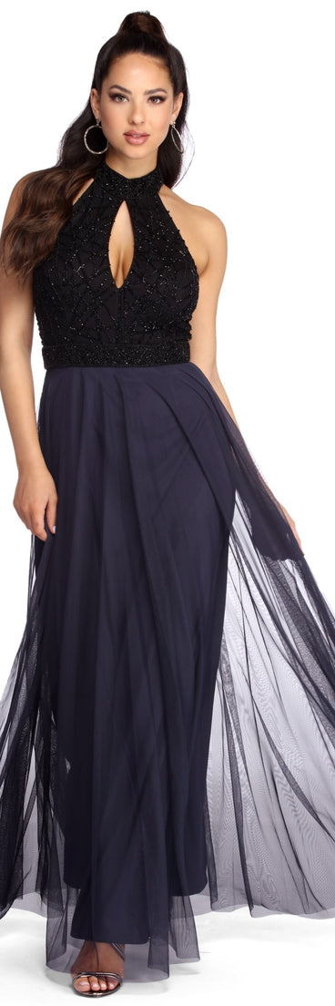 The Francesca Formal Beaded Chiffon Dress is a gorgeous pick as your 2023 prom dress or formal gown for wedding guest, spring bridesmaid, or army ball attire!