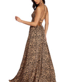 The Josie Formal Leopard Lattice Dress is a gorgeous pick as your 2023 prom dress or formal gown for wedding guest, spring bridesmaid, or army ball attire!