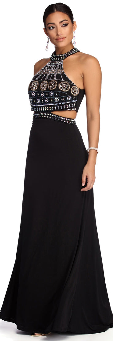 Zariyah Formal Heat Stone Cut Out Dress is a stunning choice for a bridesmaid dress or maid of honor dress, and to feel beautiful at Prom 2023, spring weddings, formals, & military balls!