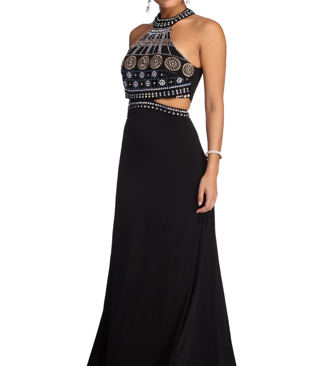 Zariyah Formal Heat Stone Cut Out Dress is a stunning choice for a bridesmaid dress or maid of honor dress, and to feel beautiful at Prom 2023, spring weddings, formals, & military balls!