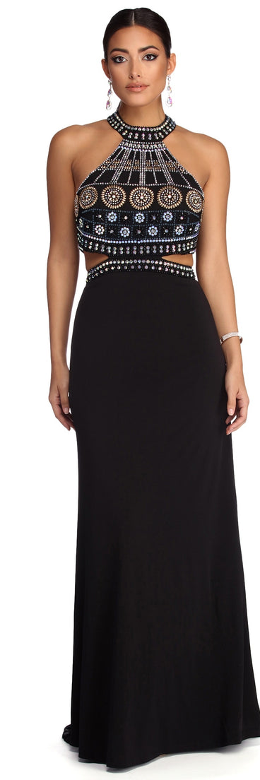 Zariyah Formal Heat Stone Cut Out Dress is a stunning choice for a bridesmaid dress or maid of honor dress, and to feel beautiful at Prom 2023, spring weddings, formals, & military balls!