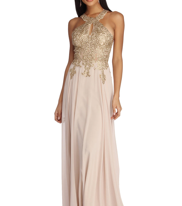 The Jayla Formal Embroidered Chiffon Dress is a gorgeous pick as your 2023 prom dress or formal gown for wedding guest, spring bridesmaid, or army ball attire!