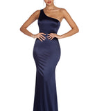 The Candice One Shoulder Satin Dress is a gorgeous pick as your 2023 prom dress or formal gown for wedding guest, spring bridesmaid, or army ball attire!