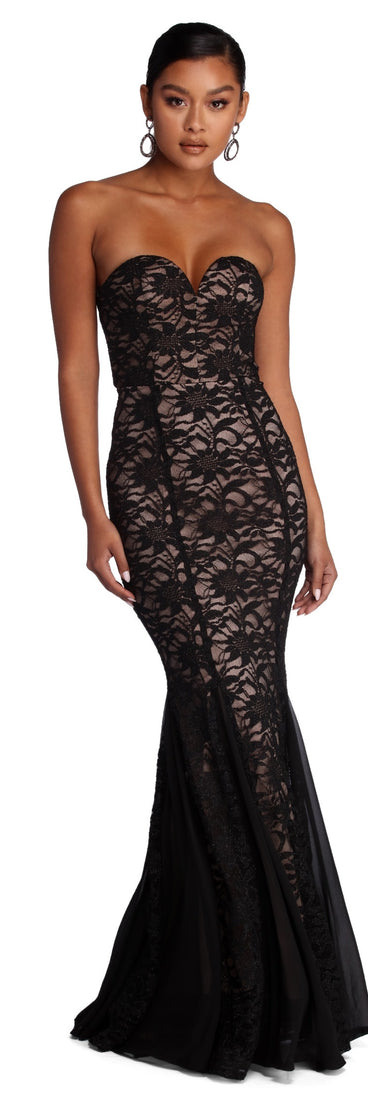 The Daniela Formal Glitter Lace Dress is a gorgeous pick as your 2023 prom dress or formal gown for wedding guest, spring bridesmaid, or army ball attire!