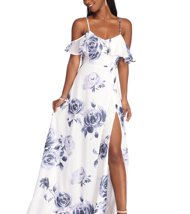Mia Formal High Slit Chiffon Dress is a stunning choice for a bridesmaid dress or maid of honor dress, and to feel beautiful at Prom 2023, spring weddings, formals, & military balls!