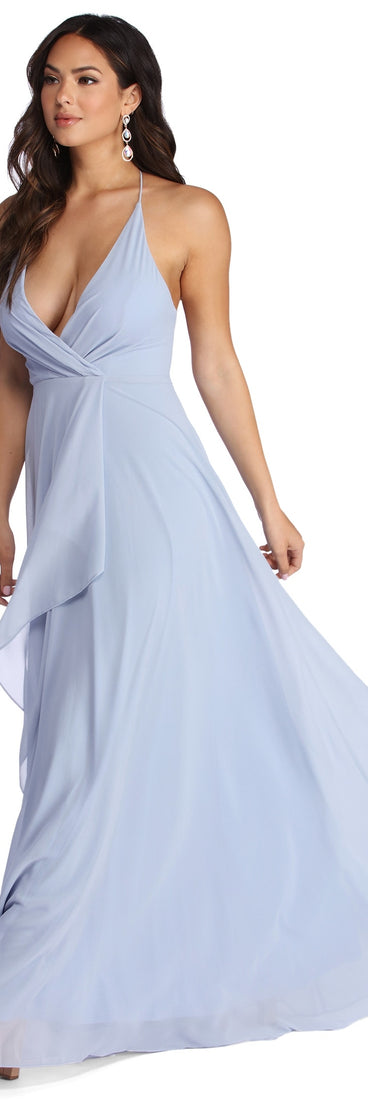 Val Formal Wrap Chiffon Dress creates the perfect summer wedding guest dress or cocktail party dresss with stylish details in the latest trends for 2023!