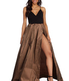 The Elaina Formal High Slit Taffeta Dress is a gorgeous pick as your 2023 prom dress or formal gown for wedding guest, spring bridesmaid, or army ball attire!