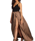 The Elaina Formal High Slit Taffeta Dress is a gorgeous pick as your 2023 prom dress or formal gown for wedding guest, spring bridesmaid, or army ball attire!