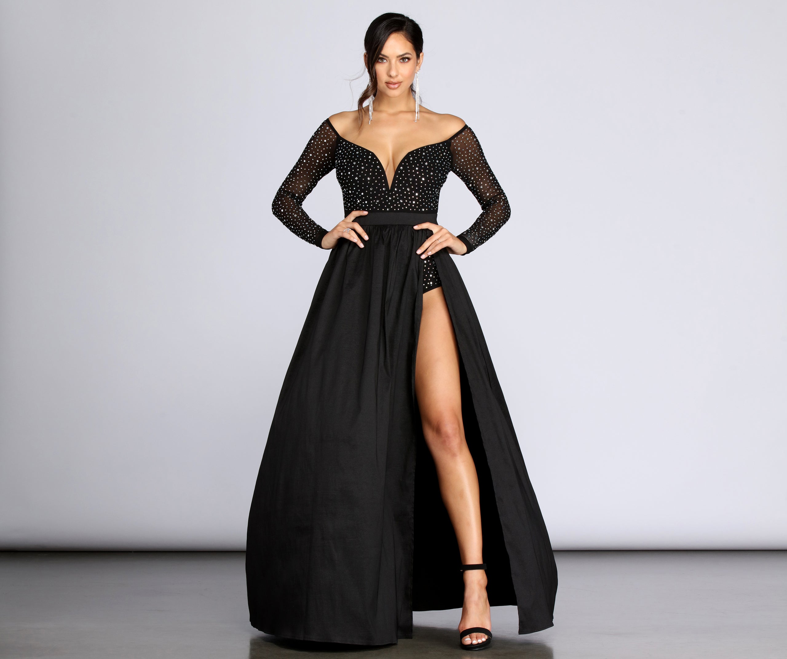 パーティードレス Rory Black High-Low Hem Dress Amazon.com: Bbonlinedress Hi-Lo Flowy Long Sleeve Formal
