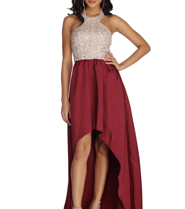 The Kaia Formal High Low Taffeta Dress is a gorgeous pick as your 2023 prom dress or formal gown for wedding guest, spring bridesmaid, or army ball attire!