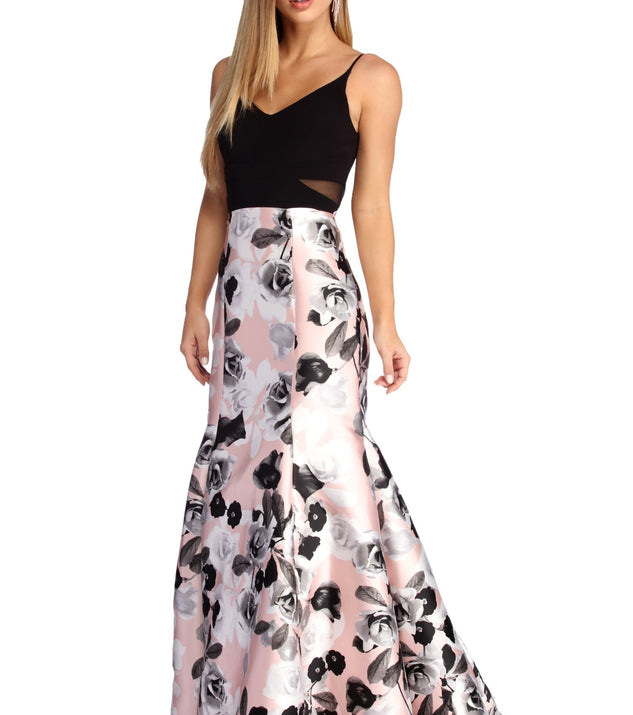 The Esme Formal Floral Trumpet Dress is a gorgeous pick as your 2023 prom dress or formal gown for wedding guest, spring bridesmaid, or army ball attire!