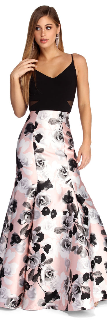 The Esme Formal Floral Trumpet Dress is a gorgeous pick as your 2023 prom dress or formal gown for wedding guest, spring bridesmaid, or army ball attire!