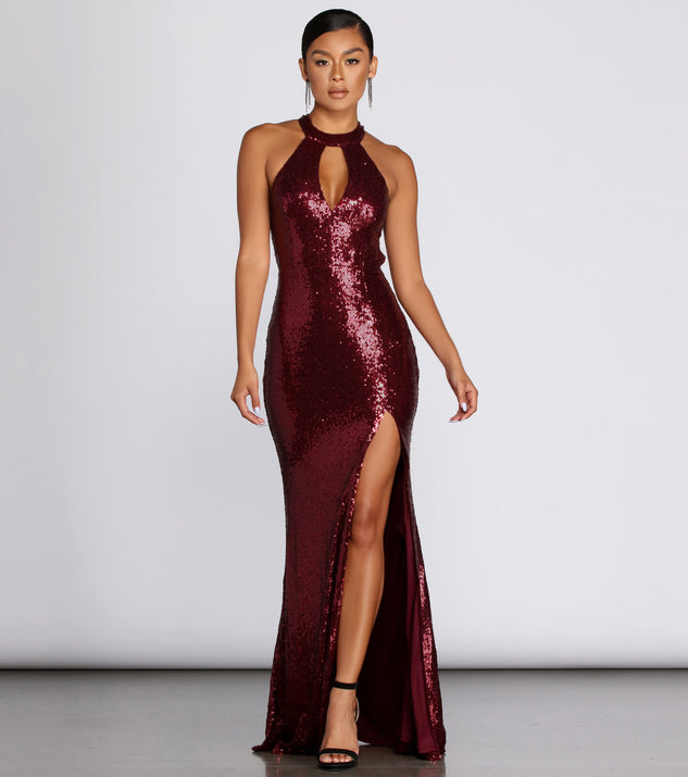 The Jena Formal Sequin High Slit Dress is a gorgeous pick as your 2023 prom dress or formal gown for wedding guest, spring bridesmaid, or army ball attire!