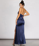The Caroline Formal Satin Rhinestone Dress is a gorgeous pick as your 2023 prom dress or formal gown for wedding guest, spring bridesmaid, or army ball attire!