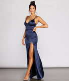 The Caroline Formal Satin Rhinestone Dress is a gorgeous pick as your 2023 prom dress or formal gown for wedding guest, spring bridesmaid, or army ball attire!