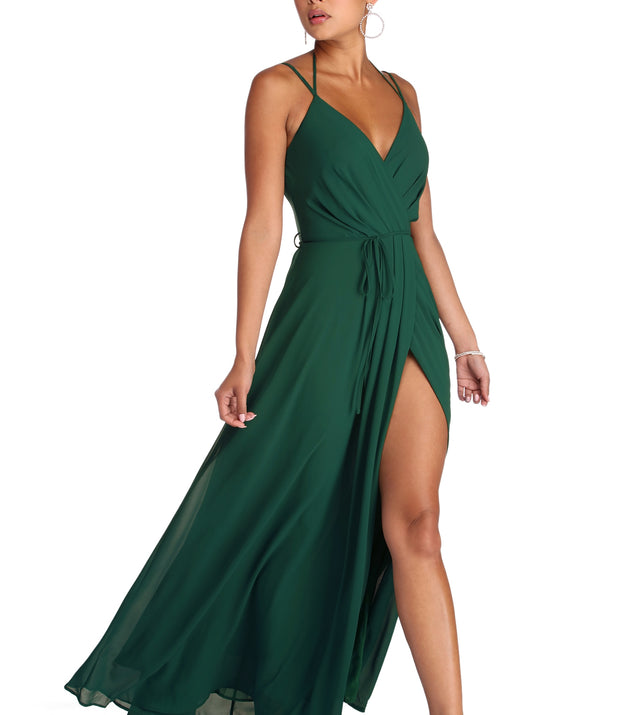 Tami Formal Wrap Chiffon Dress creates the perfect summer wedding guest dress or cocktail party dresss with stylish details in the latest trends for 2023!