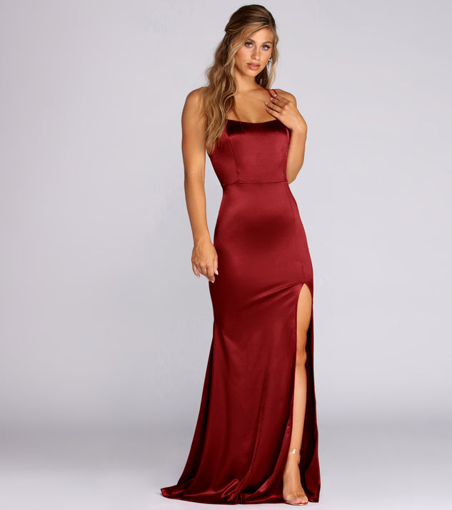 The Bryn Satin Lace Up Formal Dress is a gorgeous pick as your 2023 prom dress or formal gown for wedding guest, spring bridesmaid, or army ball attire!