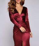 The Allison Satin Ruched Formal Dress is a gorgeous pick as your 2023 prom dress or formal gown for wedding guest, spring bridesmaid, or army ball attire!