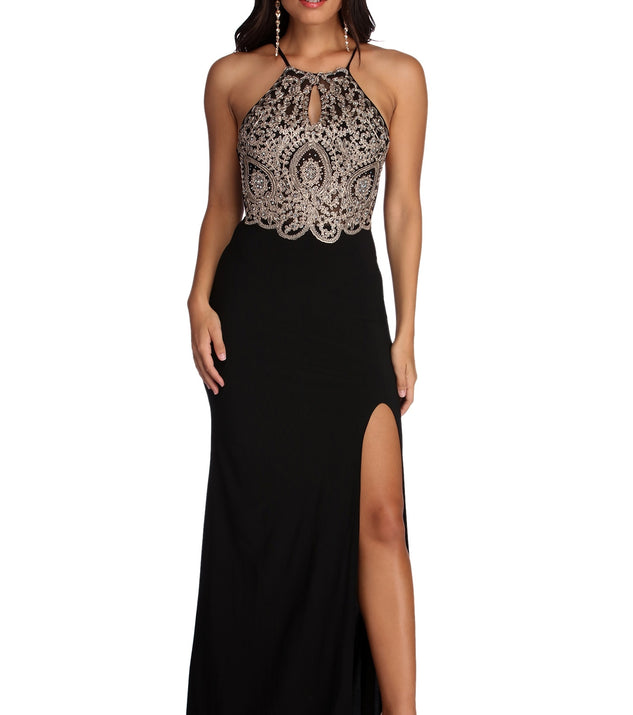 The Alondra Formal Lace Halter Dress is a gorgeous pick as your 2023 prom dress or formal gown for wedding guest, spring bridesmaid, or army ball attire!