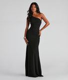 Mara Crepe One Shoulder Gown creates the perfect spring wedding guest dress or cocktail attire with stylish details in the latest trends for 2023!
