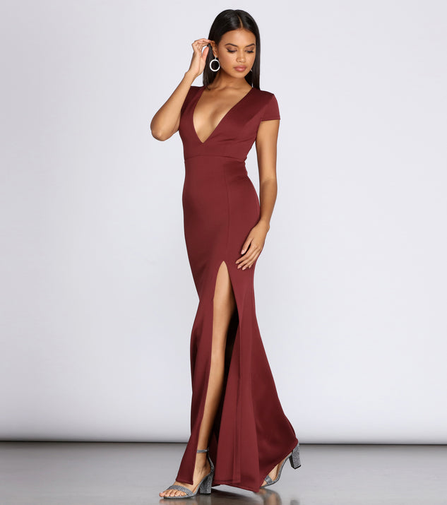 Raven Cap Sleeve Evening Gown creates the perfect summer wedding guest dress or cocktail party dresss with stylish details in the latest trends for 2023!