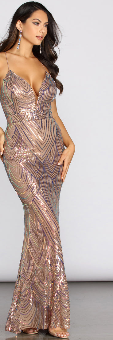 The Joan Formal Iridescent Sequin Dress is a gorgeous pick as your 2023 prom dress or formal gown for wedding guest, spring bridesmaid, or army ball attire!