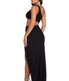 The Blair One Shoulder Cut Out Dress is a gorgeous pick as your 2023 prom dress or formal gown for wedding guest, spring bridesmaid, or army ball attire!