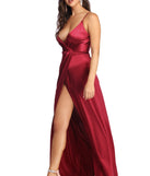 Tati Formal Satin Wrap Dress is a stunning choice for a bridesmaid dress or maid of honor dress, and to feel beautiful at Prom 2023, spring weddings, formals, & military balls!