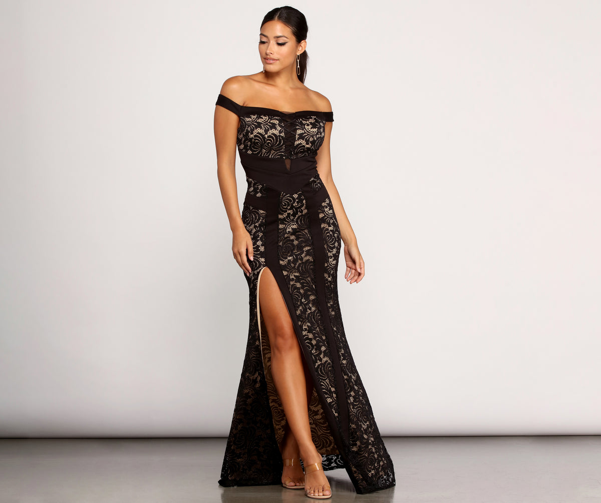 Taylor Formal Off The Shoulder Lace Dress & Windsor